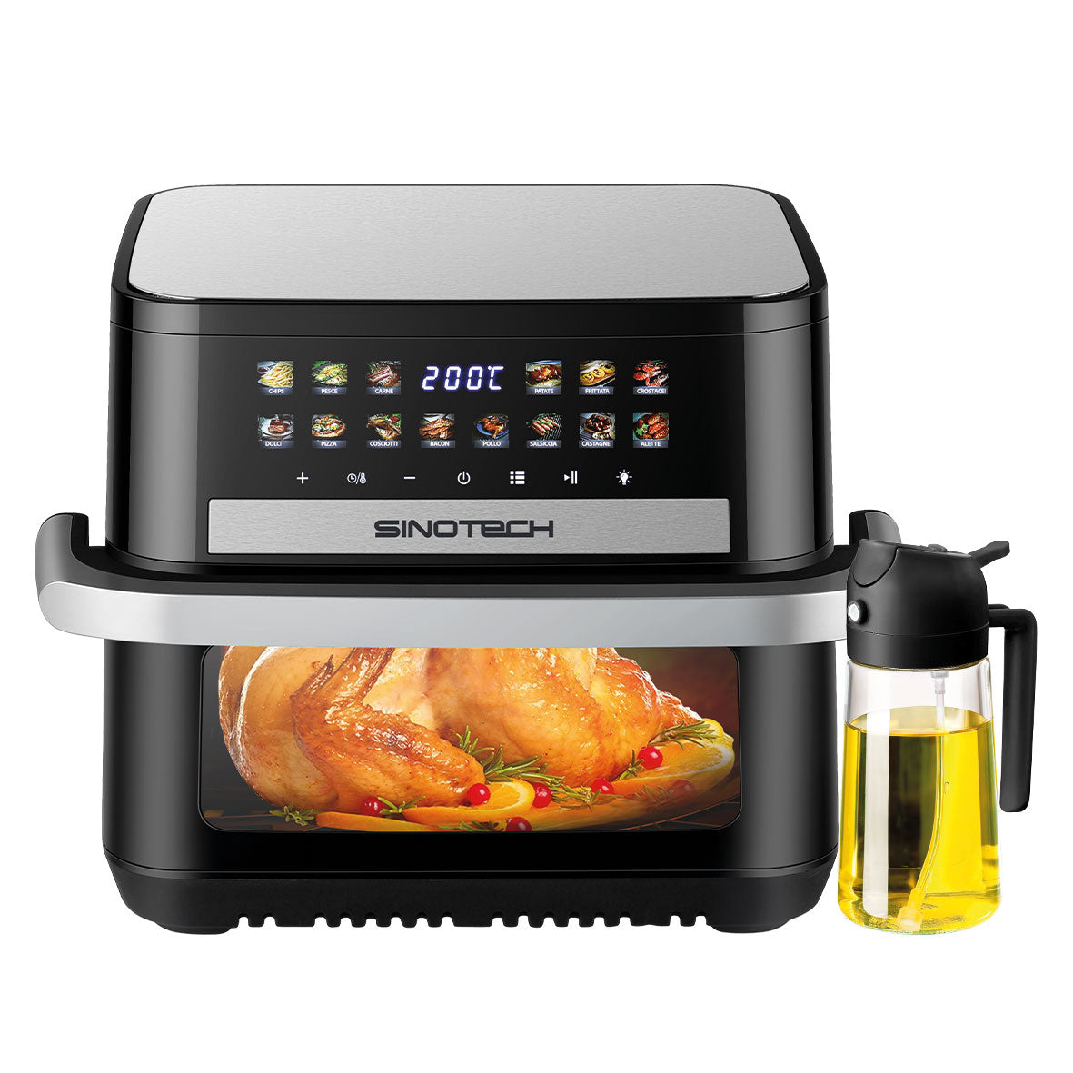 Friggitrice Airfry Digital, Extra Large 10L, Oliera 2in1 in vetro da 470ml Inclusa